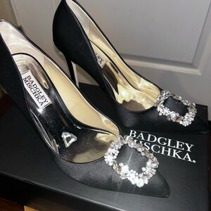 Badgley Mischka Black Heels with Sparkling Embellishments